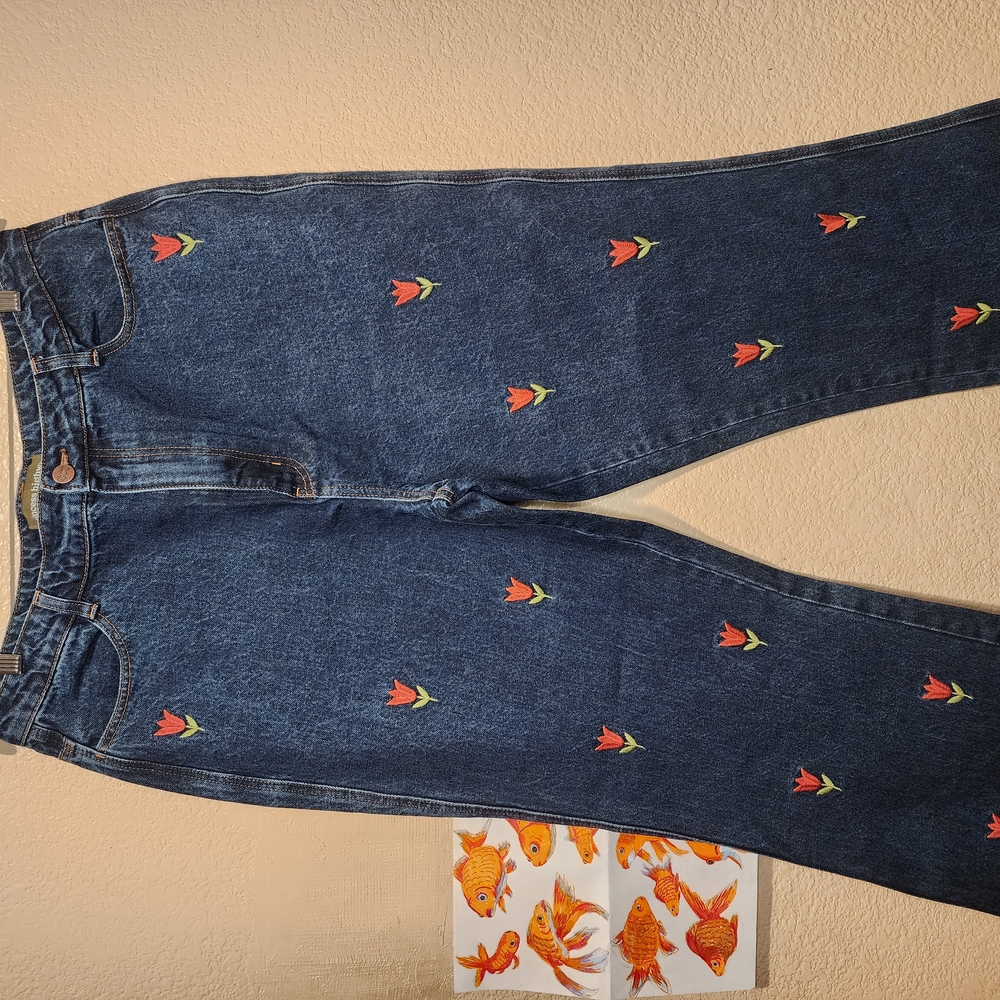 Embroidered Blue Jeans